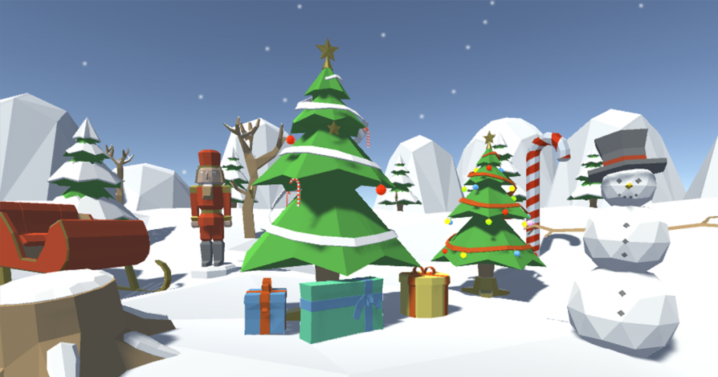 The example scene of the Low Poly Winter Pack