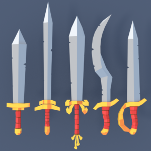 Some swords of the Low Poly Fantasy Weapons pack